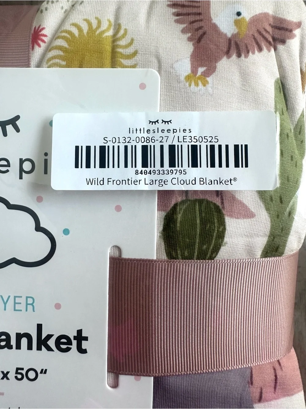 Little Sleepies Wild Frontier 🦬 🌵Cloud Blanket Large 50x50 NWT Bamboo